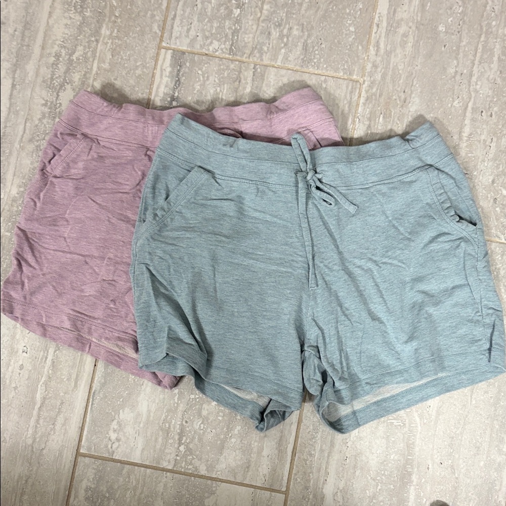 Women’s Drawstring Lounge Shorts - mint and mauve